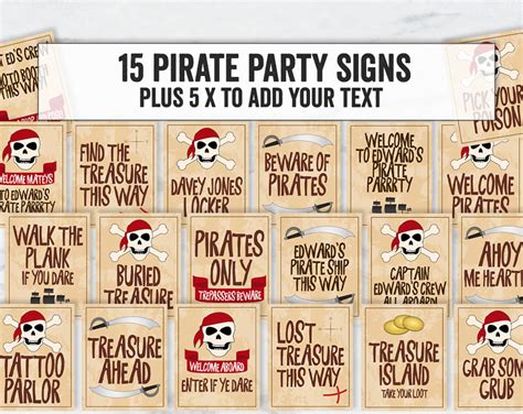 Printable Pirate Themed Party Signs Printable Pirate Party Etsy