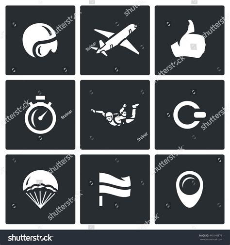 Vector Set Of Skydiving Icons Helmet Plane Royalty Free Stock