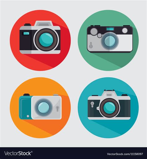 Vintage And Modern Photo Camera Design Graphic Vector Image