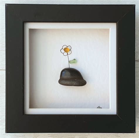 Pebble art birthday gift girls room decor black hat with sea | Etsy ...