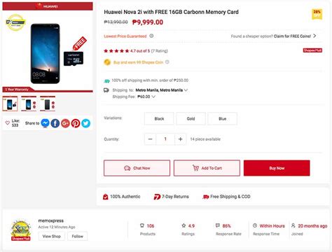 Prices are continuously tracked in over 140 stores so that you can find a reputable dealer with the best price. Huawei Nova 2i priced at P9,999 ($188) online for limited ...