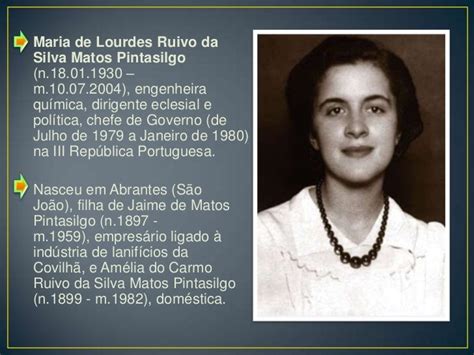 Biografia Da Engª D Maria De Lourdes Pintassilgo
