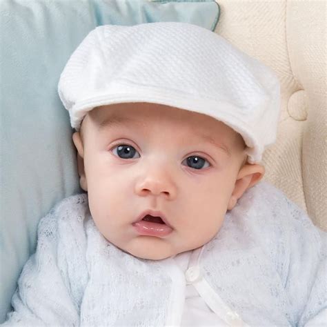 Harrison Blue Knit Christening Hat Newborn Boy Hats Christening Hats