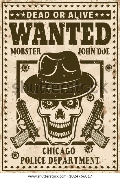 Mafia Wanted Poster Vintage Style Mobster