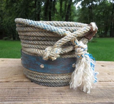Bluewhite Mix Lariat Rope Basket Western Crafts Western Decor Lariat