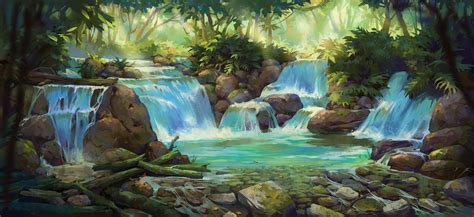 Waterfall Art Fantasy Art Landscapes Waterfall Drawing