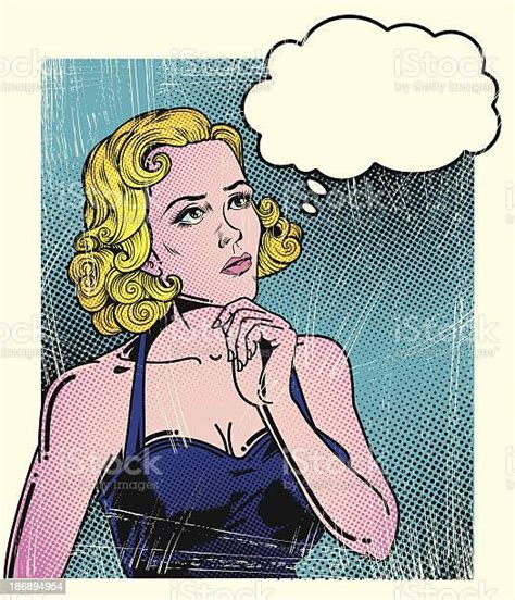 Pop Art Thoughtful Woman Stock Illustration Download Image Now