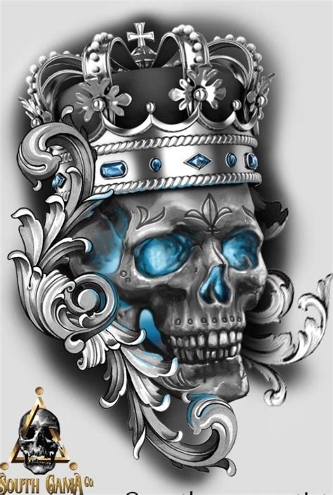 Skull With Crown Tattoo Drawing