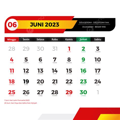 Calendario 2023 Juni Lengkap Dengan Tanggal Merah Cuti Bersama Jawa Dan