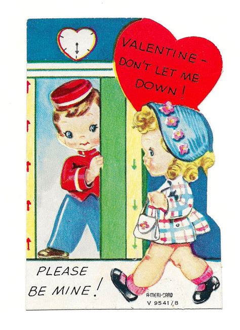 Vintage Childs Valentine Card Valentine Dont Let Me Down An A Meri