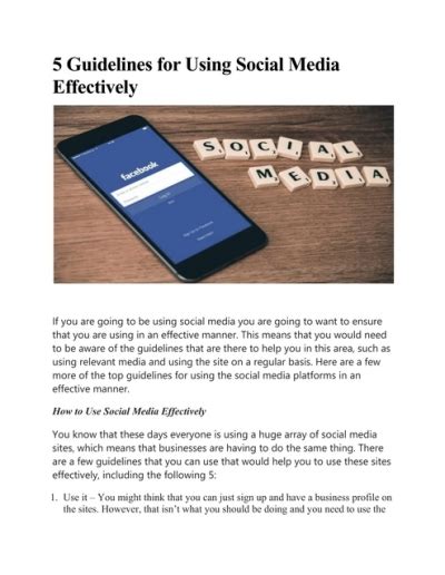 5 Guidelines For Using Social Media Effectively