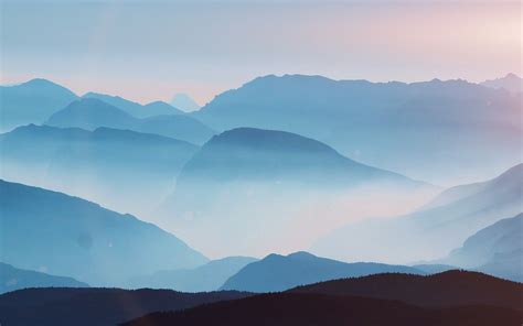 Na65 Mountain Layers Sky Blue Fantastic Beautiful Morning Flare Wallpaper