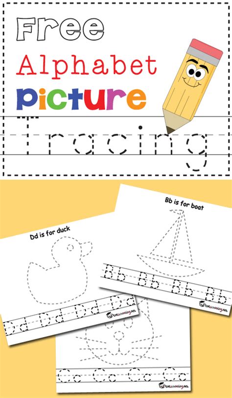 These worksheets help your kids learn to recognize and write letters in both lower and upper case. Free Alphabet & Picture Tracing Printables | Totschooling - Toddler, Preschool, Kindergarten ...