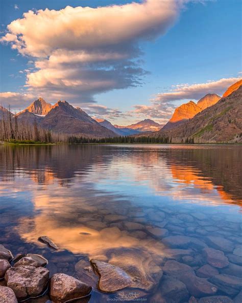 Golden Morning Light From The Backcountry Of Glacier National Park Mt