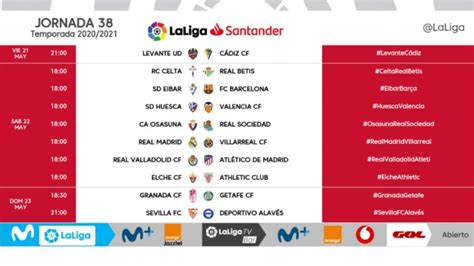 La Liga Santander Hay Nuevos Horarios Para La Decisiva Jornada 38 De