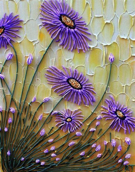 Breakthrough Purple Abstract Daisy Flowers Painting By