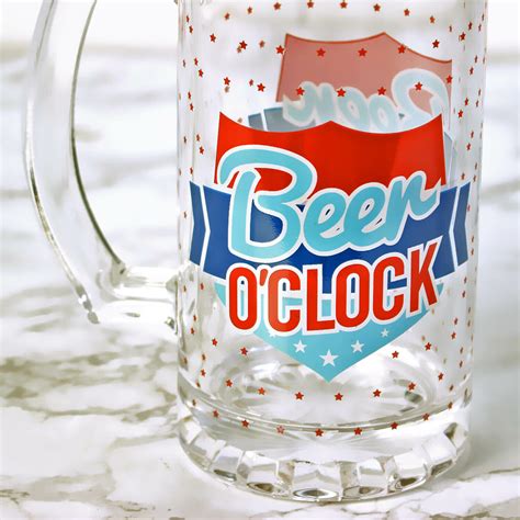 Printed Large Glass Beer Mug Tankard With Handle Beverages Ale Stein Mugs Cups Ebay