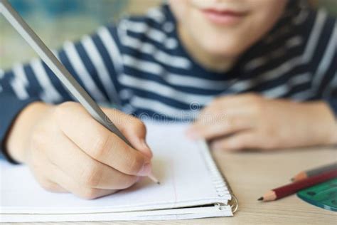 Kid Writing In Notebook Stock Image Image Of Notebook 118363291