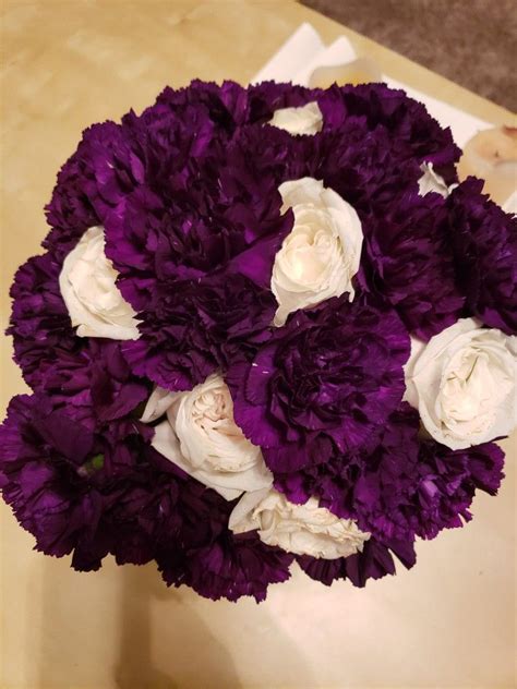 Royal Purple Carnation Bouquet With White Roses Purple Carnation Bouquet Purple Carnations
