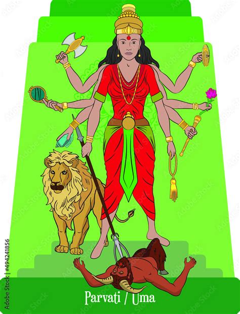 Isolated Vector Illustration Of Hindú Mythological Goddess Parvati Uma Stock Vector Adobe Stock