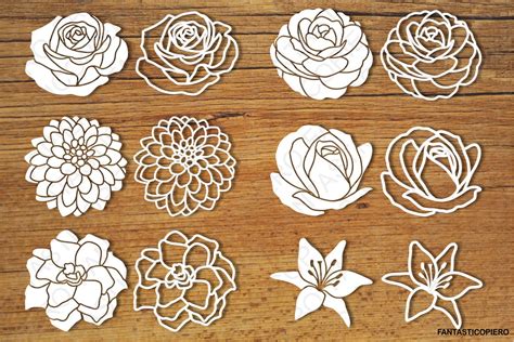 Flowers set 2 SVG files for Silhouette and Cricut. (80710) | Cut Files