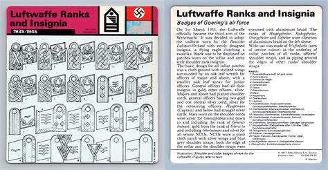 Luftwaffe Ranks Insignia Military Ww Edito Service Sa Card