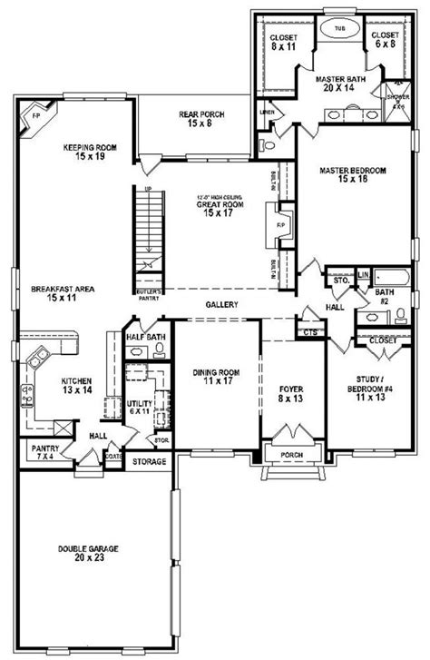 This farmhouse design floor plan is 2829 sq ft and has 4 bedrooms and has 3.5 bathrooms. #654260 - 4 Bedroom 3.5 Bath House Plan : House Plans ...