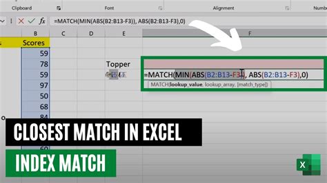 How To Find Closest Match In Excel Index Match Formula Youtube