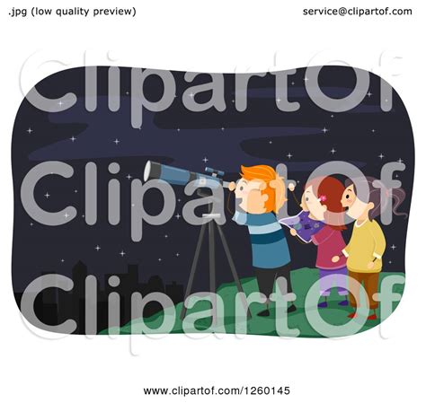 Clipart Of Excited Children Stargazing Royalty Free Vector