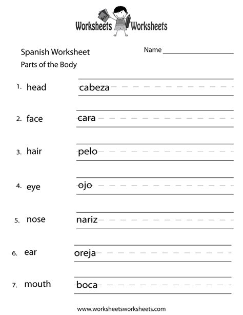 Spanish Worksheets For Beginners With Answers