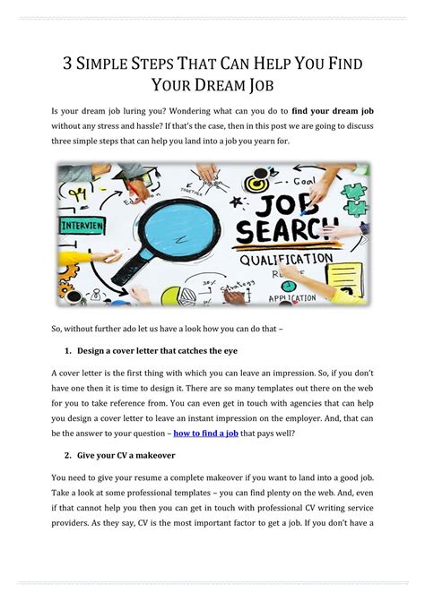 PPT - 3 Simple Steps That Can Help You Find Your Dream Job PowerPoint
