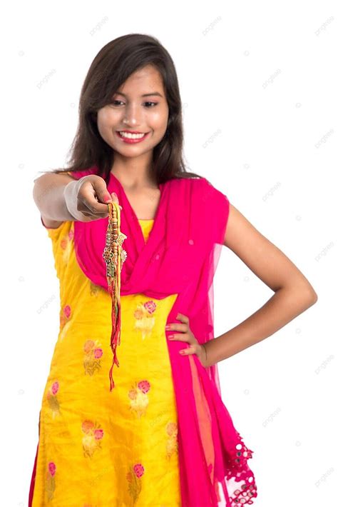 Indian Girl Displays Love With Rakhi On Raksha Bandhan Photo Background