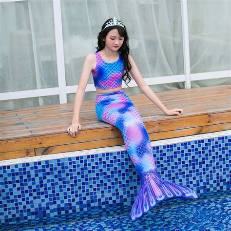 Mermaid Tail Fin Monofin Swimmable Costume For Swimming With Fin Size