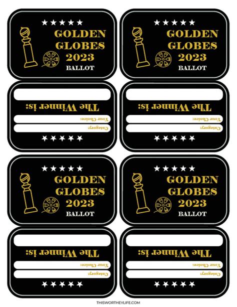 Golden Globes Watch Party Idea Free Golden Globes Ballot Printables
