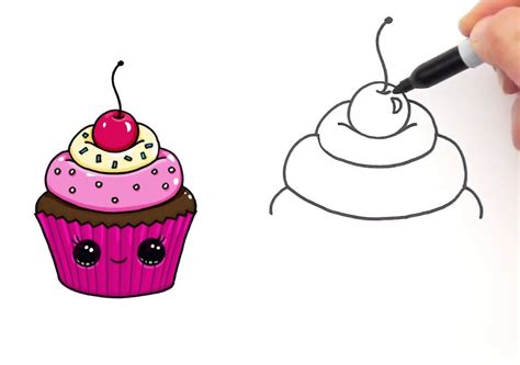 How To Draw A Cute Cupcake Free Download On Clipartmag