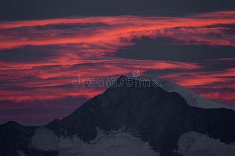 Silhouette Mountains Under Colorful Sky During Sunset Stock Image