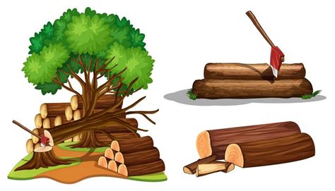 A Set Of Tree Being Cut 433893 Vector Art At Vecteezy