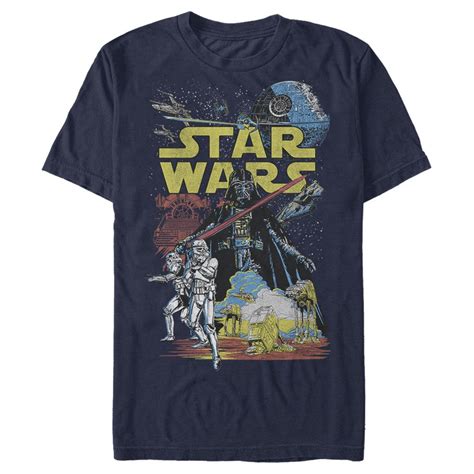 Star Wars Mens Star Wars Galactic Battle Graphic Tee Navy Blue Small