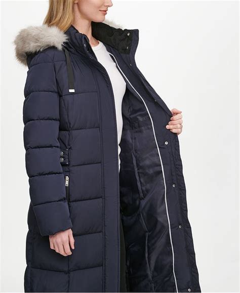 Dkny Faux Fur Trim Hooded Maxi Puffer Coat And Reviews Coats Women