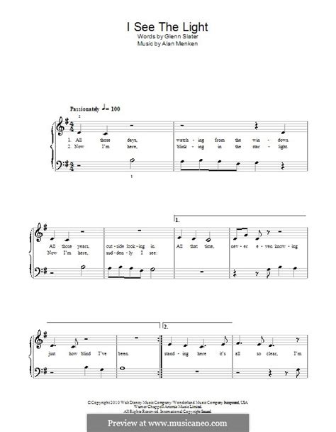 Share, download and print free sheet music with the world's largest community of sheet music creators, composers, performers, music teachers, students, beginners, artists, and other musicians with over 1,500,000 digital sheet music to play, practice, learn and enjoy. I See the Light by A. Menken - sheet music on MusicaNeo