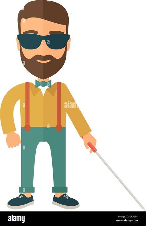 Blind Man With Walking Stick Stock Vector Image And Art Alamy