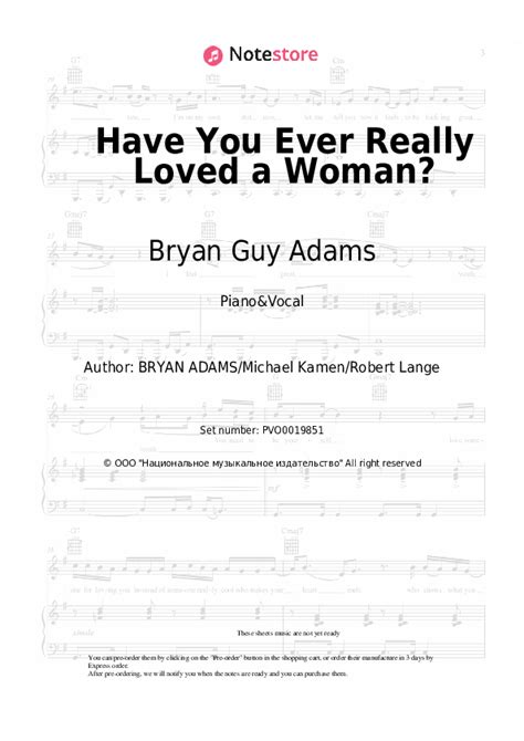 Bryan Guy Adams Have You Ever Really Loved A Woman Piano Sheet Music On Note