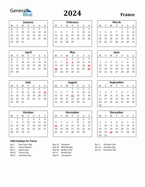 Free Printable 2024 France Holiday Calendar