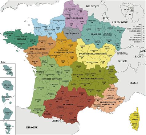 Carte De France Départements Voyages Cartes