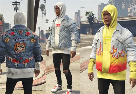 Denim Jacket And Inside Hoodie Gta5