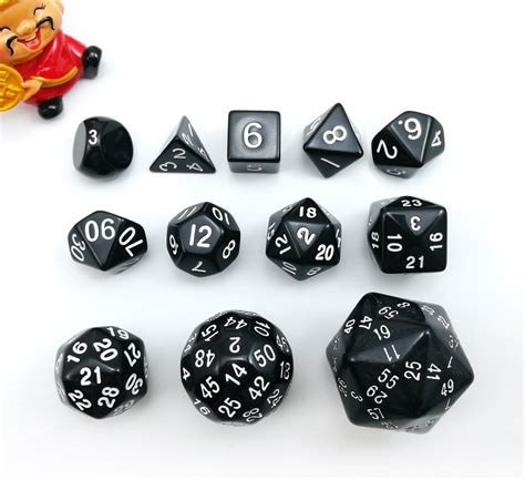 complete polyhedral dice set of 12pcs d3 d60 60 sides and 50 sides rpg dice set opaque black d3