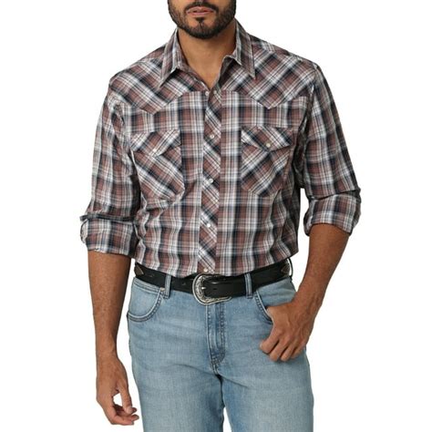 Wrangler® Mens Long Sleeve Western Plaid Shirt