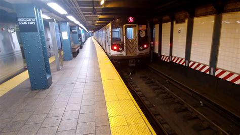 Mta Nyc Trains Queens Bound R160 R Train At Whitehall St Youtube