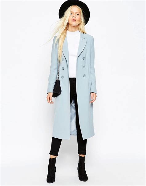 Asos Coat In Tulip Fit With Double Breasted Detail At Asos