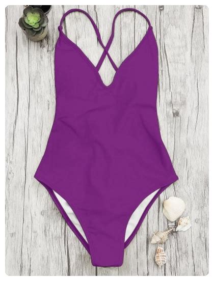 Open Back High Cut One Piece Swimsuit Purple One Piece Swimsuit Red